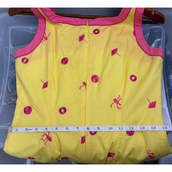 Lilly Pulitzer Spider Monkey Shift Mini Dress Size 8P Pink Yellow Sleeveless Zip - Picture 8 of 9